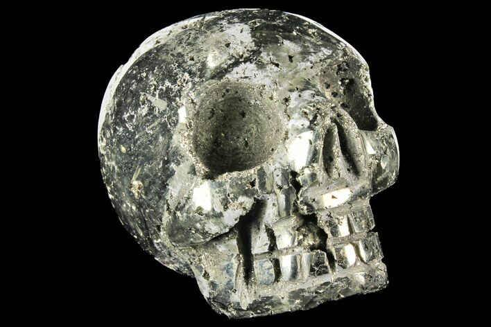 Polished Pyrite Skull With Pyritohedral Crystals #96325